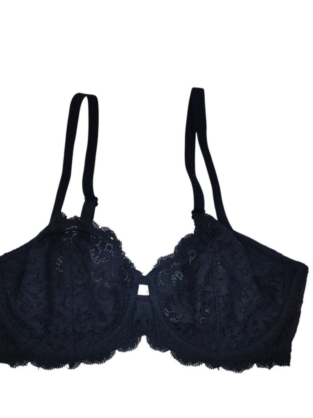 Victorias Secret Body By Victoria Unlined Demi Bra 32DD Black Lace Underwire EUC